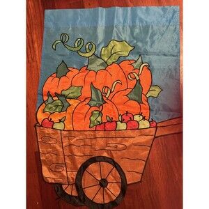 28 x 40 Fall Pumpkin garden flag embroidery Halloween apples